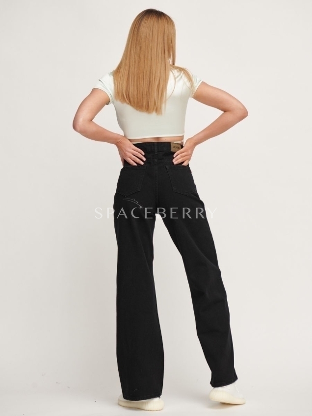 Женские классические широкие джинсы клеш